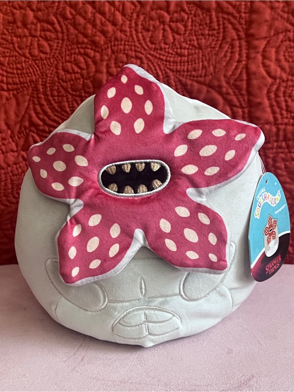 Squishmallows Pink and White Flower-Faced Plush Bag